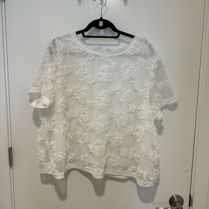 City Chic White Lace Floral Top Size 22